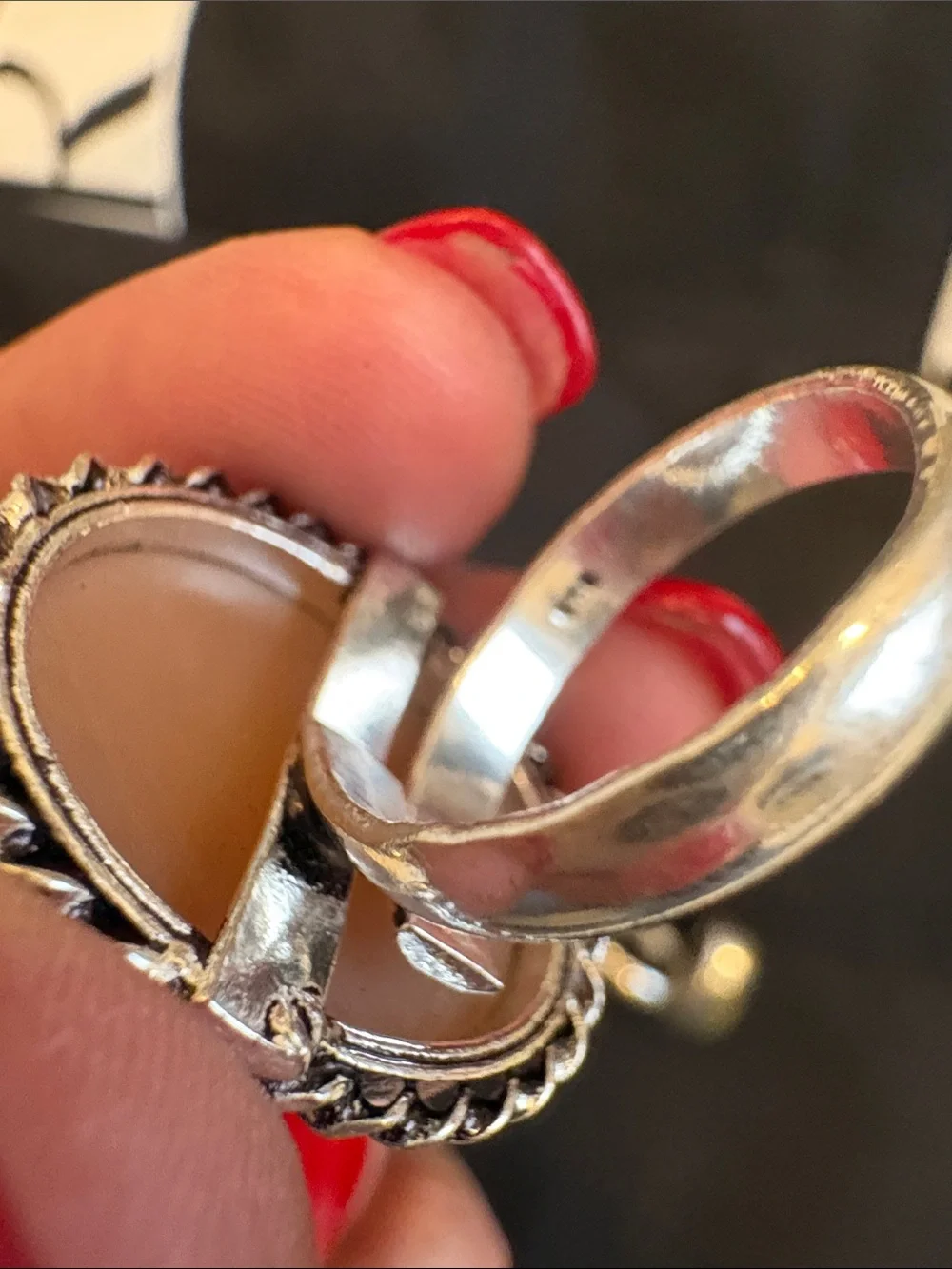 9 New Handcrafted Natural Multi-Stone Adjustable Cocktail Rings 925 Silver - Picture 11 of 13